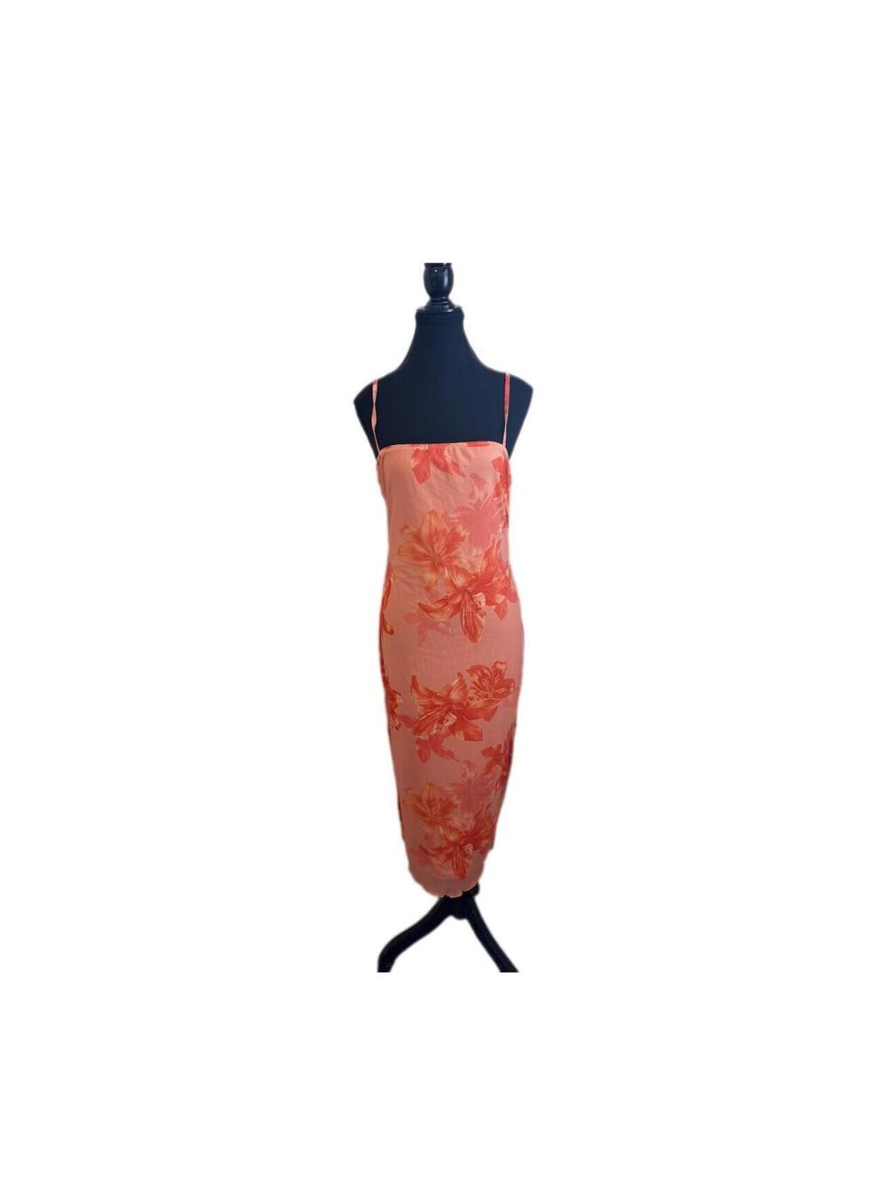 Women’s orange floral long  maxi dress size large